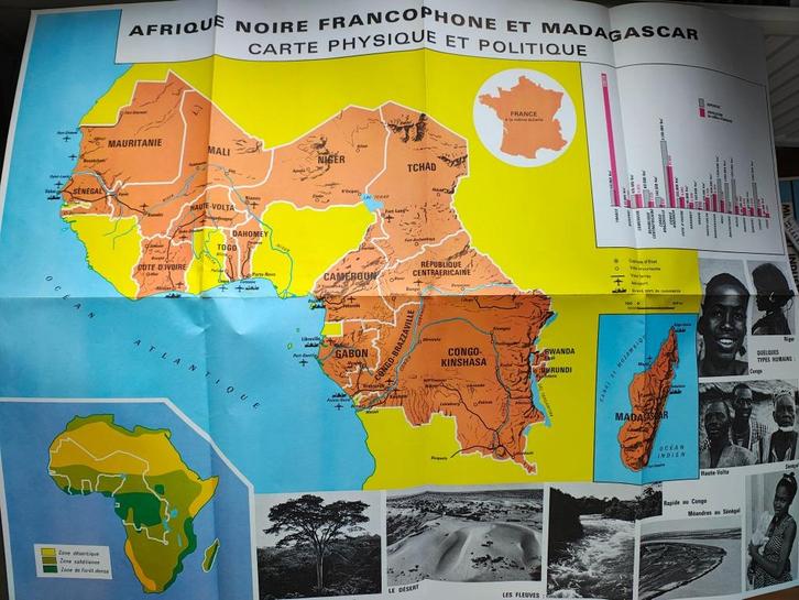 GROTE politieke fysieke kaart Zwart Afrika Congo, Boeken, Atlassen en Landkaarten, Gelezen, Overige gebieden, Verzenden