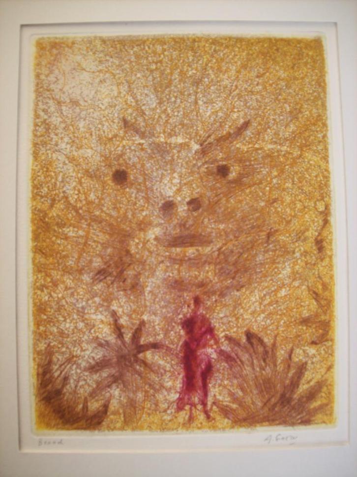 "Le feu" - André Goezu., Antiek en Kunst, Kunst | Etsen en Gravures, Ophalen of Verzenden