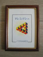 Fotolijst 10 x 15 bruin hout met gouden rand, Ophalen of Verzenden, Gebruikt