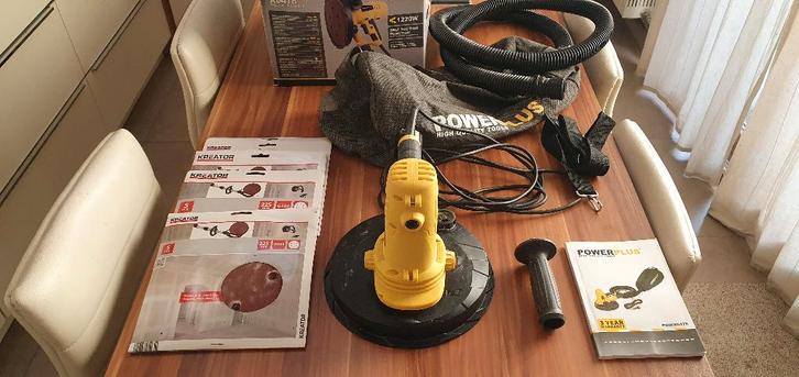PowerPlus X0478 - Wand- & plafondschuurmachine 1220W Ø 225mm, Doe-het-zelf en Bouw, Gereedschap | Schuurmachines, Gebruikt, Overige typen