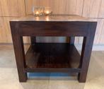 Antiek houten bijzet- of salontafeltje, Huis en Inrichting, Tafels | Sidetables, Ophalen, Gebruikt, 50 tot 100 cm, Vierkant