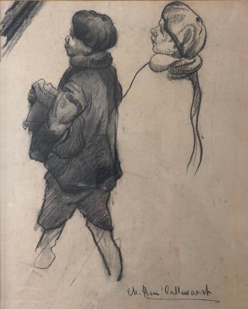Tekening René Callewaert, Antiek en Kunst, Kunst | Schilderijen | Klassiek, Ophalen