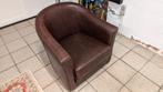 Bruin lederen fauteuil, Gebruikt, Minder dan 75 cm, Leer, 50 tot 75 cm