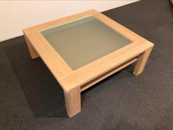 Nieuwe salontafel in eik met glas, Enlèvement ou Envoi, Comme neuf