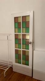 Porte ancienne vintage vitrée colorée, 150 tot 225 cm, Gebruikt, 75 tot 150 cm, Hout