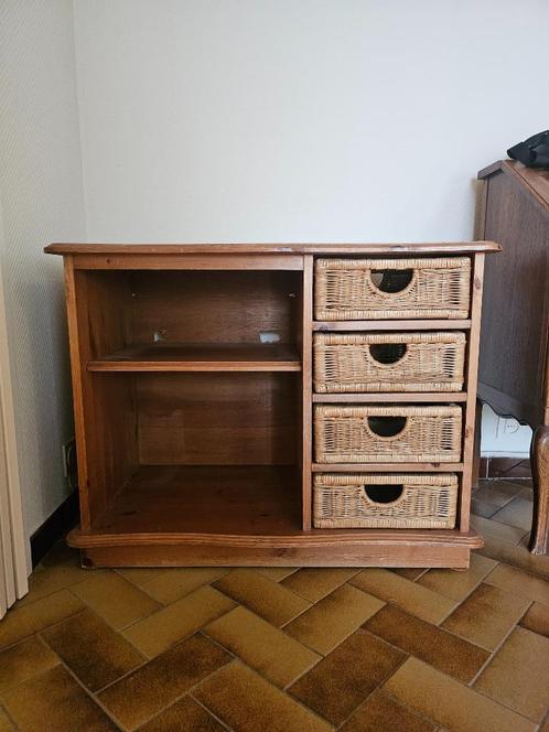 Houten kast met rieten lades – Zelf op te halen in Asse, Huis en Inrichting, Kasten | Overige, Zo goed als nieuw, Ophalen