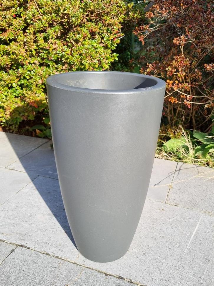 Elho Pure Soft Round High 30 - Antraciete hoge bloempot, Tuin en Terras, Bloempotten, Gebruikt, Kunststof, Binnen, Balkon, Tuin