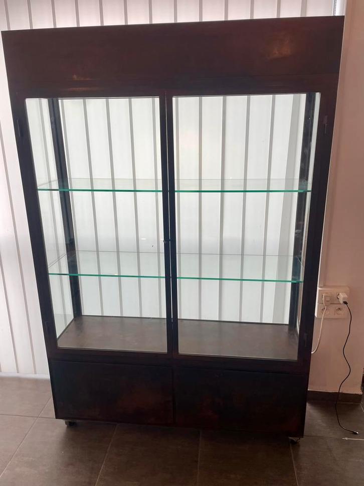 Mooie donkerbruine (geborsteld effect) stalen kast, Huis en Inrichting, Kasten | Wandmeubels, Nieuw, 150 tot 200 cm, Minder dan 150 cm