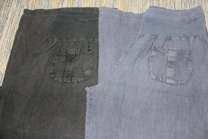 Pantalon en lin avec large ceinture élastique noir ou bleu, Kleding | Dames, Broeken en Pantalons, Gedragen, Maat 38/40 (M), Blauw
