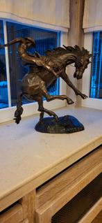 Bronzen cowboy op paard, Antiek en Kunst, Ophalen of Verzenden