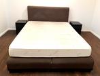 Stoffen boxspring 2.00m x 2.10m + matras - extra groot!, Huis en Inrichting, Ophalen, Gebruikt, Bruin, 210 cm