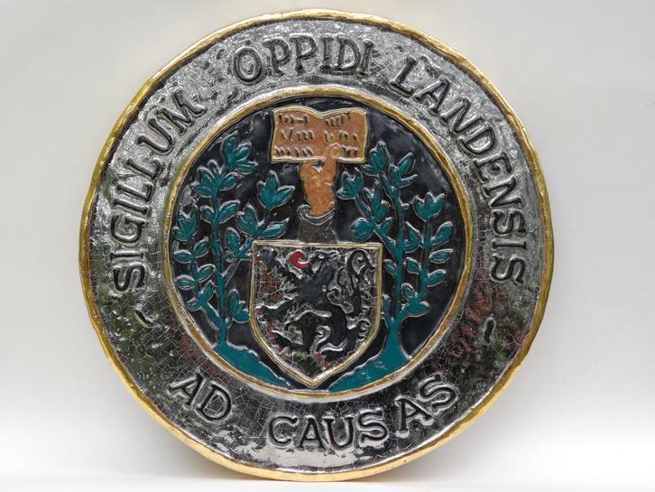 Mooie vintage plaquette - keramiek - Zegel stad Landen, 1978, Antiek en Kunst, Curiosa en Brocante, Ophalen of Verzenden