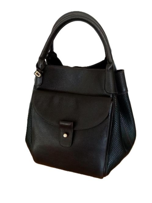 Delvaux Belon met toile de cuir donker bruin (bijna zwart), Handtassen en Accessoires, Tassen | Damestassen, Gebruikt, Schoudertasje