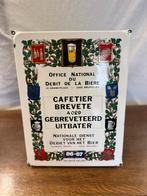 Emaille bord Gebreveteerd uitbater - Cafetier Brevete 86-87, Antiek en Kunst, Ophalen of Verzenden