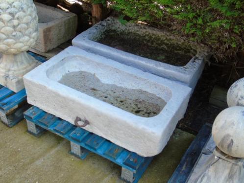 Belgische blauwstenen tanks of troggen, zie foto's, Tuin en Terras, Bloembakken en Plantenbakken, Gebruikt, Steen, Binnen, Balkon