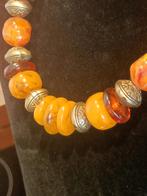 Vintage amberkleurige Berber halsketting. Amberkleurig metaa, Ophalen of Verzenden
