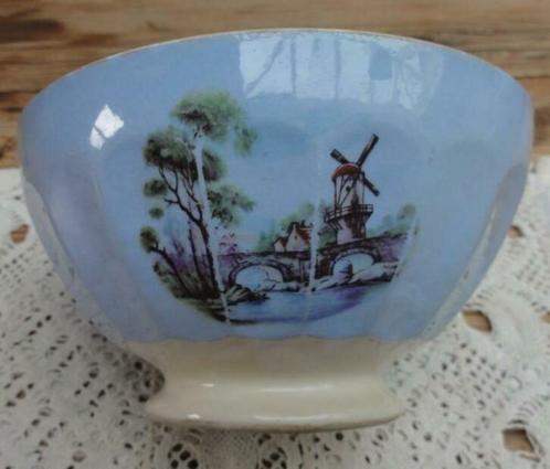 Oude brocante Frans blauwe beboterde spoelkom, Antiek en Kunst, Curiosa en Brocante, Ophalen of Verzenden