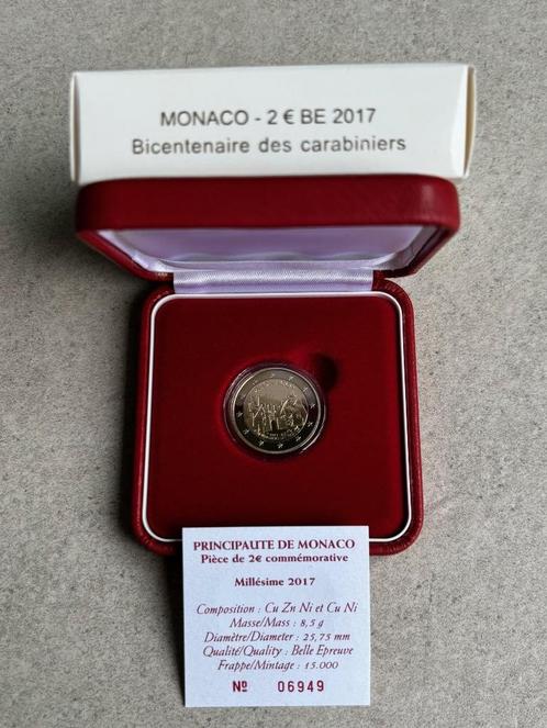 Monaco 2 euro 2017 - Carabiniers, Postzegels en Munten, Munten | Europa | Euromunten, Setje, 2 euro, Monaco, Ophalen of Verzenden