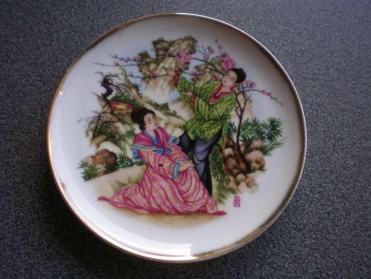Bordje Royal Schwabap met oosters koppel, Antiek en Kunst, Antiek | Porselein, Ophalen of Verzenden