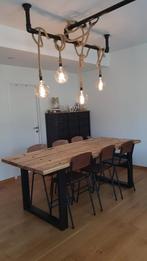 Steigerhout tafel + bijhorende stoelen, Huis en Inrichting, Ophalen, 200 cm of meer, 50 tot 100 cm, Zo goed als nieuw