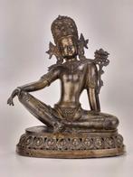 Indra népalais en bronze antique sur trône de lotus, Maison & Meubles, Utilisé, Enlèvement ou Envoi