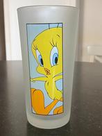 Tweety glas met blauwe achtergrond 2001 Warner Bros, Ophalen of Verzenden, Nieuw, Frisdrankglas