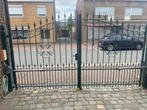 2 smeedijzeren poorten + looppoortje – met elektrische motor, Tuin en Terras, Tuinpoorten, Ophalen, Gebruikt, Staal, 200 cm of meer