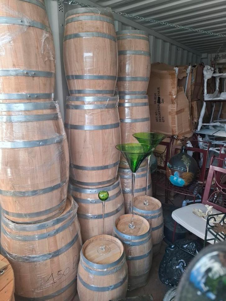 Kastanje houten porto vaatjes als decoratie enz.NIEUW, Tuin en Terras, Tuinmeubel-accessoires, Ophalen