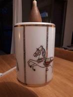 retrolamp glas + teak, kinderkamer, hall/paard /vintage, Ophalen of Verzenden