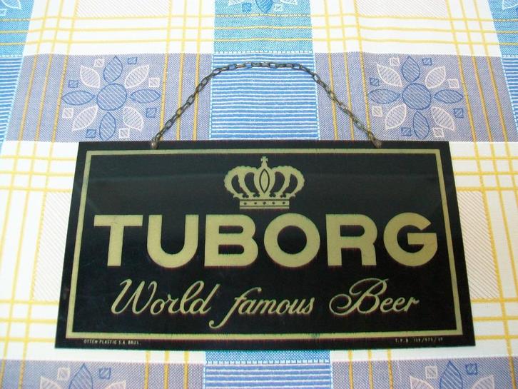 Tuborg Bier Beer Kopenhagen - Reclamebord - Retro Vintage, Verzamelen, Biermerken, Gebruikt, Reclamebord, Plaat of Schild, Overige merken