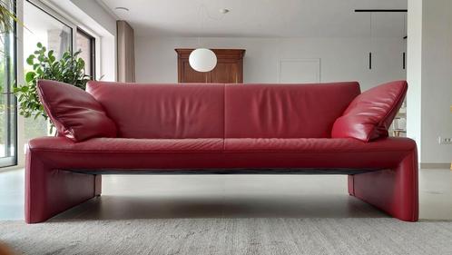 Salon Linea JORI leder Celia Cherry, Huis en Inrichting, Zetels | Zetels, Zo goed als nieuw, Rechte bank, Driepersoons, 200 tot 250 cm