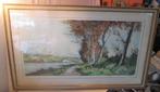Prachtige Zeefdruk 'Rivier en Heuvel' - Launay, Antiek en Kunst, Kunst | Litho's en Zeefdrukken, Ophalen of Verzenden