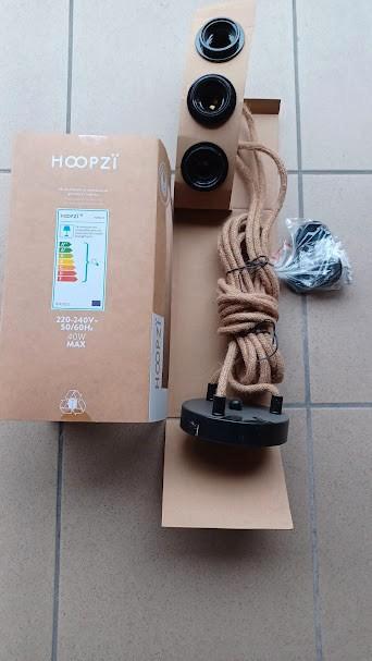 hanglamp, Huis en Inrichting, Lampen | Hanglampen, Nieuw, 50 tot 75 cm, Hout, Stof, Ophalen of Verzenden