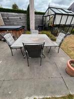 Arduinen tuintafel en 4 gietijzeren stoelen., Ophalen, Zo goed als nieuw