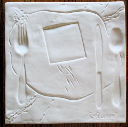 R.Raveel porseleinen bord 28 x 28 x 1.5 cm, Antiek en Kunst, Kunst | Beelden en Houtsnijwerken, Ophalen of Verzenden