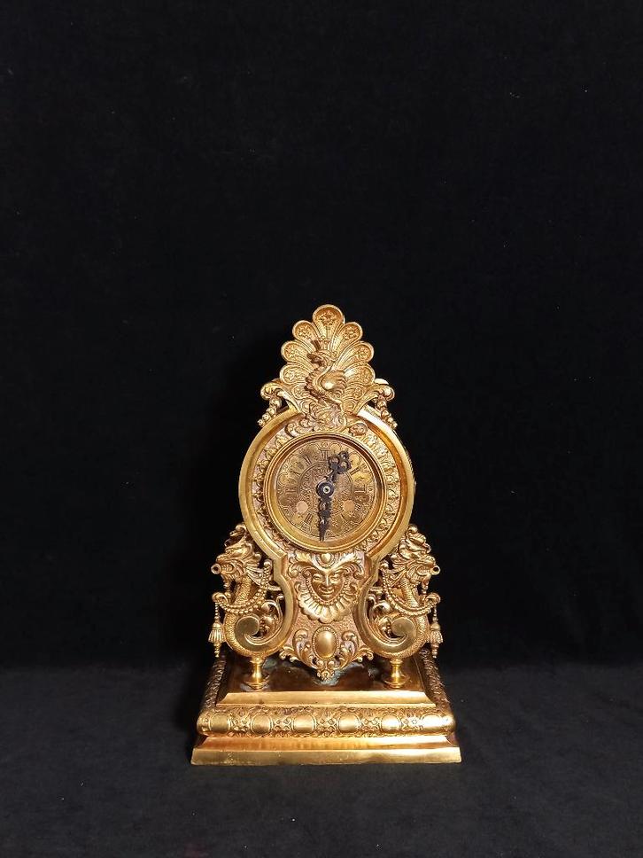 Pendule Napoléon III en Bronze Doré avec Dragons, Antiquités & Art, Antiquités | Horloges, Enlèvement ou Envoi