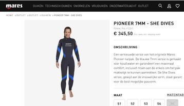 Mares Lady 7mm size  Large/4 Pioneer nieuw 279€ ipv 345€