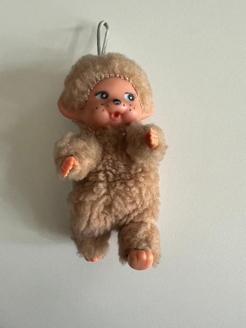 Mini peluche Monchhichi beige - Mini Vir, Kinderen en Baby's, Speelgoed | Knuffels en Pluche, Gebruikt, Overige typen, Ophalen of Verzenden