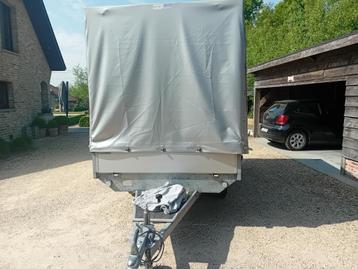 Zeer nette aanhanger dubbel as 750kg met huif, Autos : Divers, Remorques, Enlèvement, Comme neuf