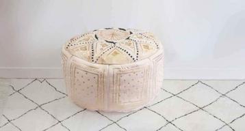 Poufs Artisanal en cuir véritable 50cm/30cm, Enlèvement ou Envoi, Neuf, Cuir