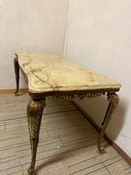 Ancienne table salon en marbre, pieds métalliques,
