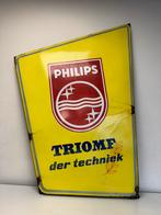 Groot PHILIPS emaille reclamebord, Verzamelen, Ophalen of Verzenden, Gebruikt, Reclamebord