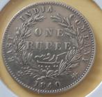Brits-India 1 rupee 1840 (zilver) Queen Victoria, Verzenden, Zuidoost-Azië, Losse munt, Zilver