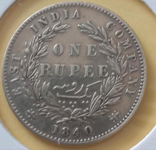 Brits-India 1 rupee 1840 (zilver) Queen Victoria, Postzegels en Munten, Munten | Azië, Losse munt, Zuidoost-Azië, Zilver, Verzenden