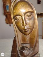 Buste africain en bois sculpté à la main de Marie et de l'en, Antiquités & Art, Enlèvement ou Envoi