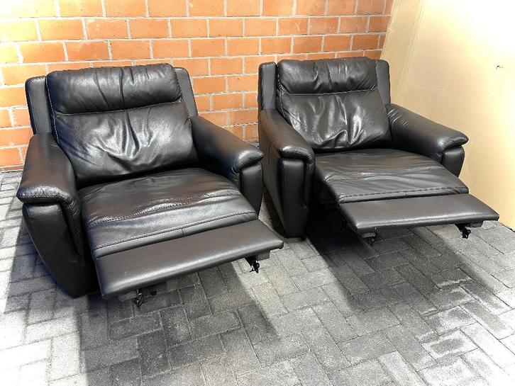 2 leder relax zetels / als nieuw, Maison & Meubles, Canapés | Sofas & Chaises Longues, Comme neuf, Cuir, Enlèvement