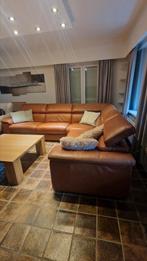 Lederen hoekbank, kleur cognac., Huis en Inrichting, Ophalen, Gebruikt, Hoekbank, Leer