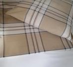 1-persoons dekbedovertrek in grote beige ruit + sloop., Ophalen of Verzenden, Zo goed als nieuw, Beige, Dekbedovertrek