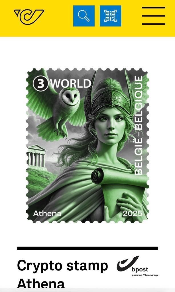 Cryptostamp Athena NFT groen, crypto, Postzegels en Munten, Postzegels | Europa | België, Postfris, Frankeerzegel, Postfris, Verzenden