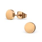 Boucles d'oreilles puces rondes en acier doré rose - 6 mm, Bijoux, Sacs & Beauté, Boucles d'oreilles, Enlèvement ou Envoi, Neuf